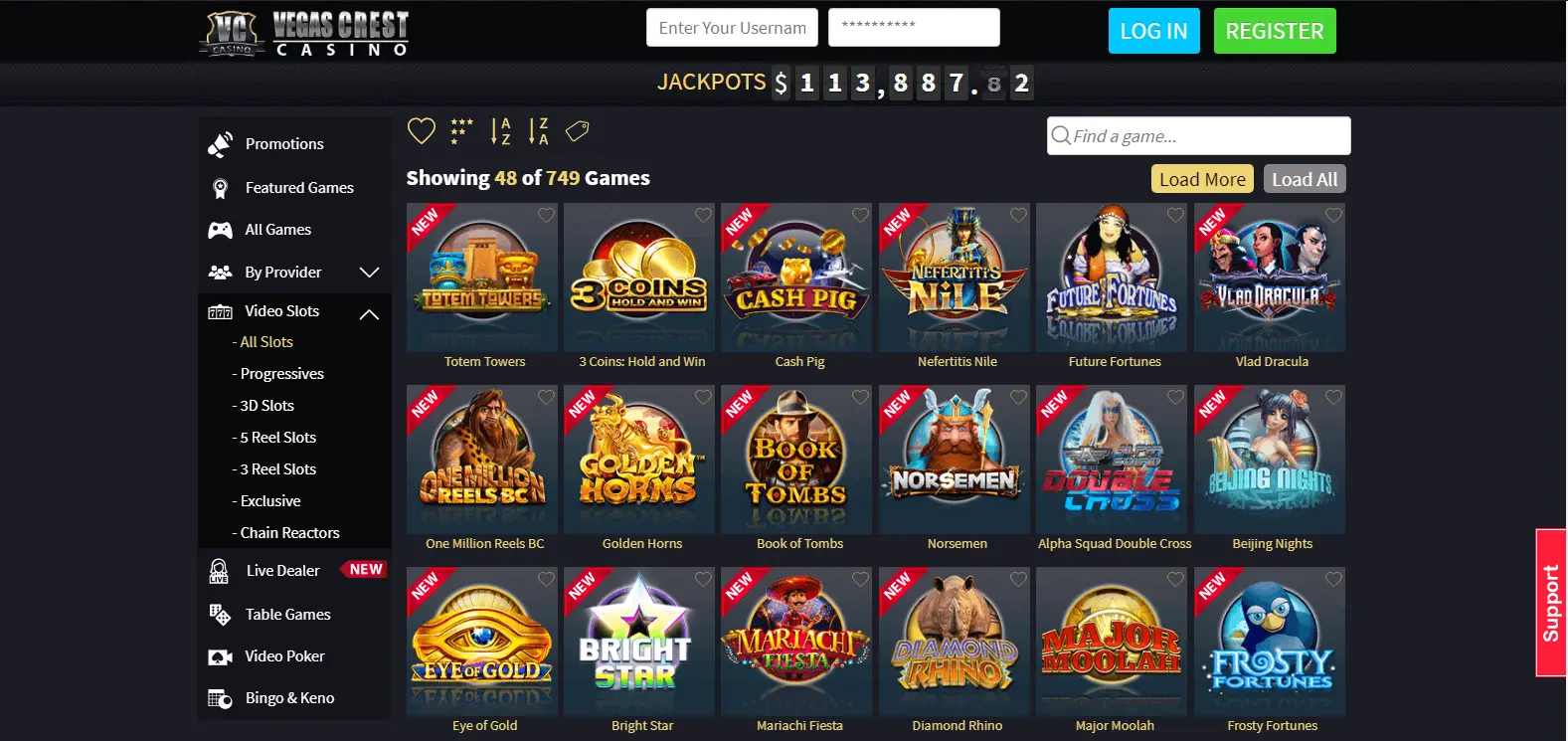 Vegas Crest Casino Review 2023 - Get $2500 Welcome Bonus