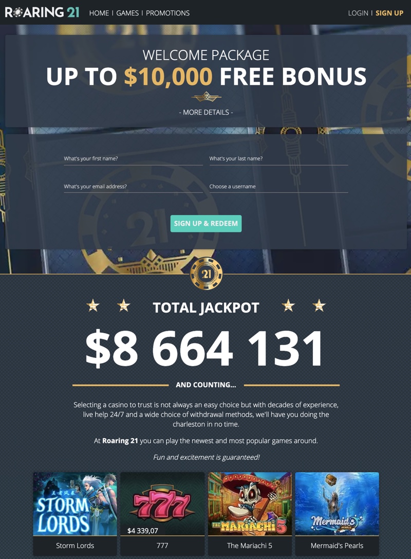 Top 5 Bonuses and Promotions at Roaring 21 Casino